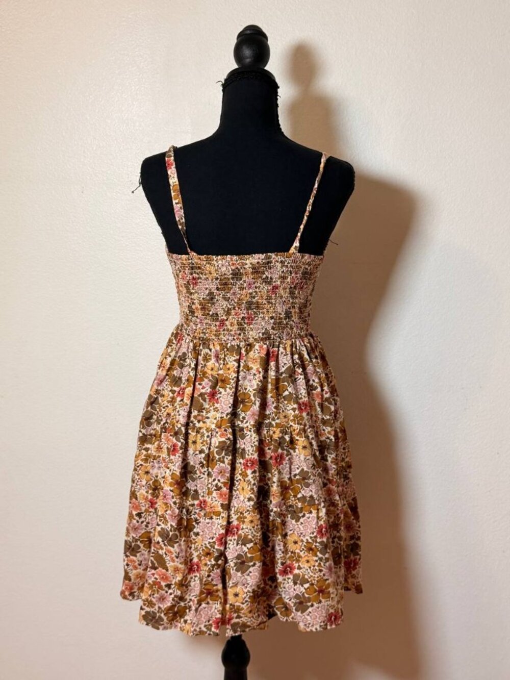 Madewell Floral Smocked Tiered Mini Dress Sweetheart Neck 70s Boho Cottagecore - Picture 5 of 7